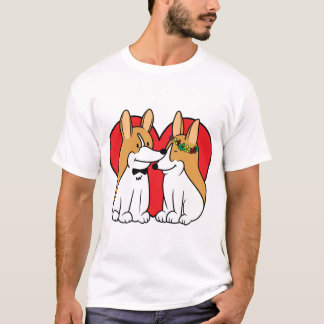 Camiseta O t-shirt dos homens do casal do Corgi