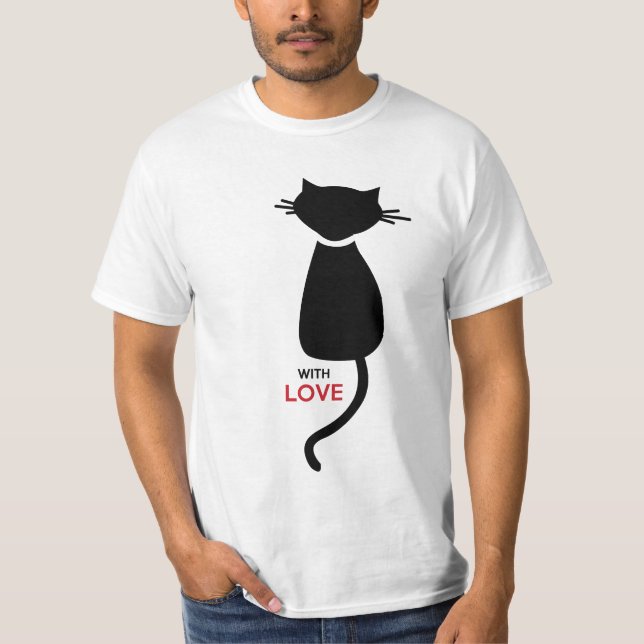 Camiseta O t-shirt dos homens do casal do gatinho do gato (Frente)