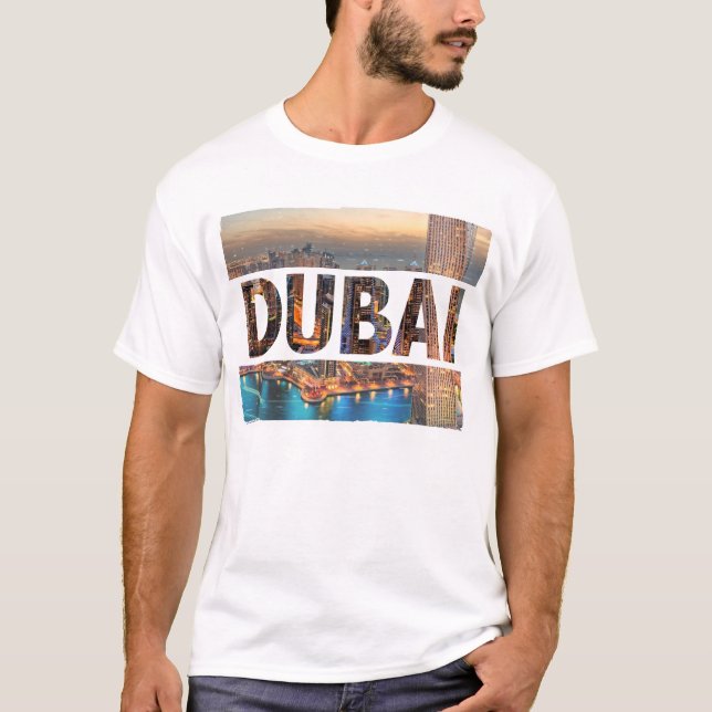 Camiseta O t-shirt dos homens do design da cidade de Dubai (Frente)