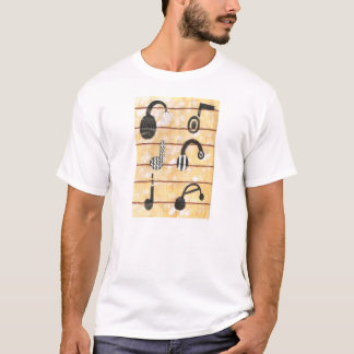 Camiseta O t-shirt dos homens musicais do auscultadores