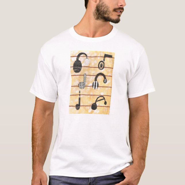 Camiseta O t-shirt dos homens musicais do auscultadores (Frente)