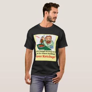 Camiseta O t-shirt dos homens negros eu amo a ketchup