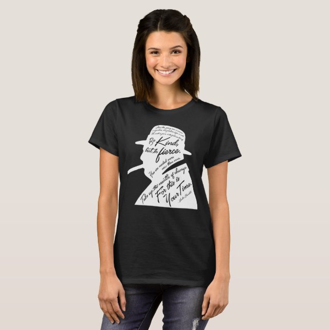 Camiseta O t-shirt escuro básico das mulheres de Churchill (Frente Completa)