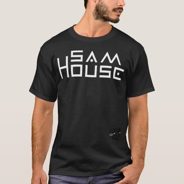 Camiseta O t-shirt escuro básico dos homens da casa de Sam (Frente)