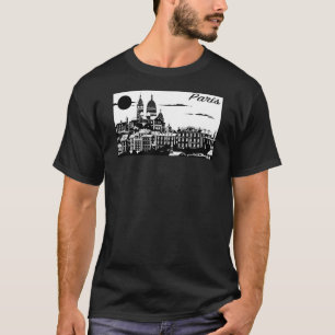 Camiseta O t-shirt escuro básico dos homens de Paris