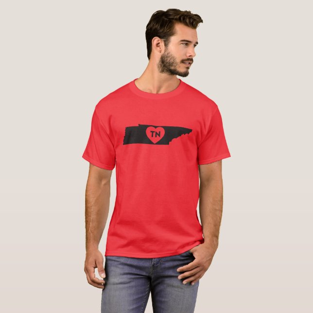 Camiseta O t-shirt escuro básico dos homens eu amo o estado (Frente Completa)