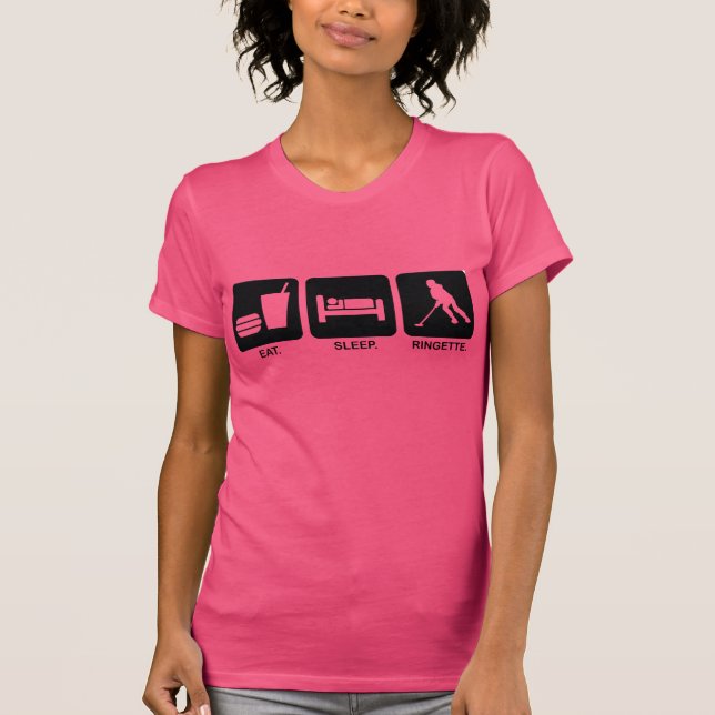 Camiseta O t-shirt escuro das mulheres de Ringette do sono (Frente)
