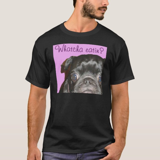 Camiseta O t-shirt escuro dos homens de Whatcha Eatin (Frente)