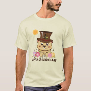 CAMISETA O T-SHIRT GROUNDHOG DIA DOS HOMENS FELIZES DO 2 DE