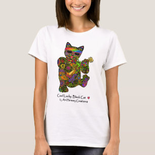 Camiseta O t-shirt legal da mulher afortunada do gato preto