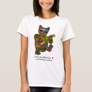 Camiseta O t-shirt legal da mulher afortunada do gato preto