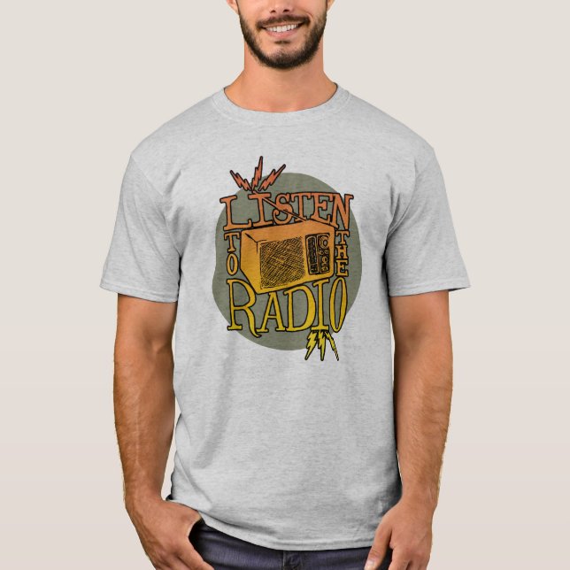 Camiseta O t-shirt leve de rádio dos homens (Frente)