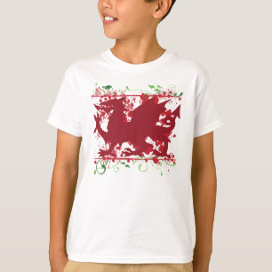 Camiseta O t-shirt leve do miúdo vermelho do dragão de