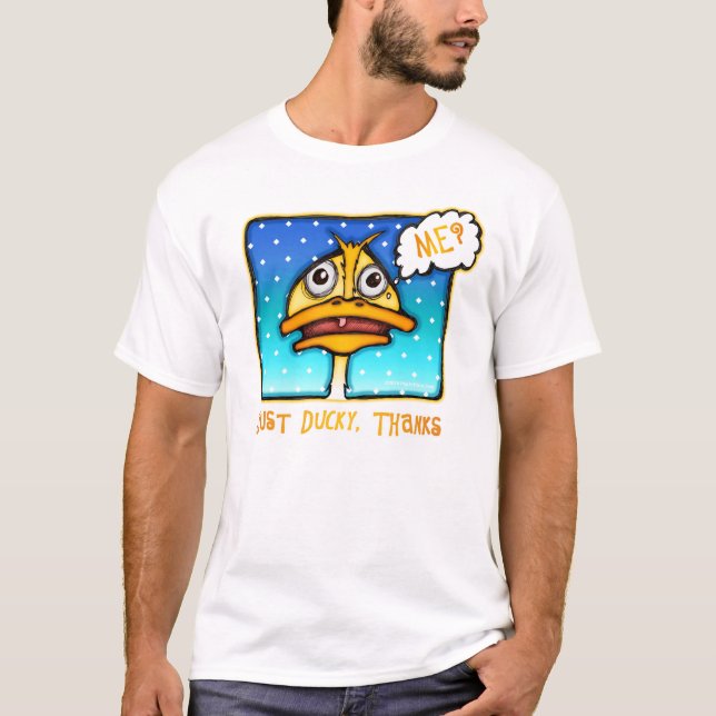Camiseta O t-shirt leve dos homens - apenas obrigados DUCKY (Frente)