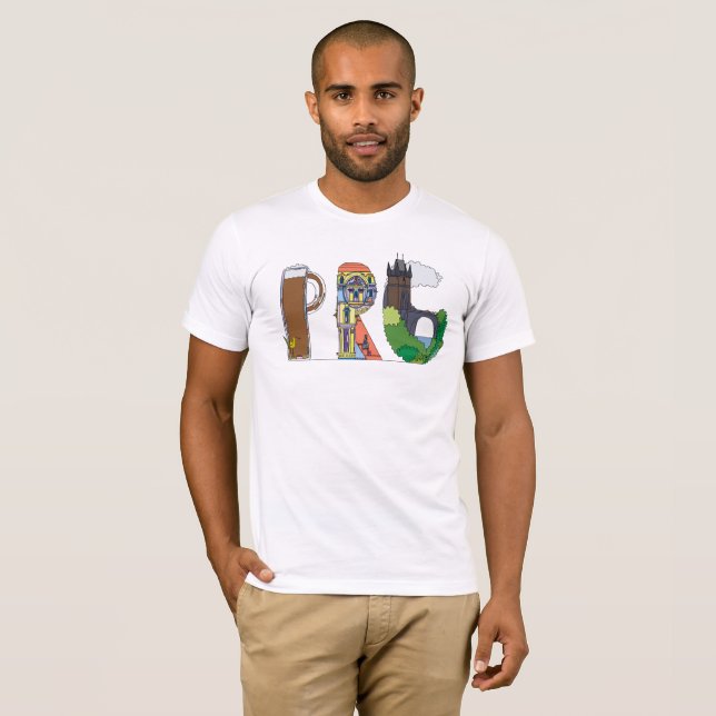 Camiseta O t-shirt | PRAGA dos homens, CZ (PRG) (Frente Completa)