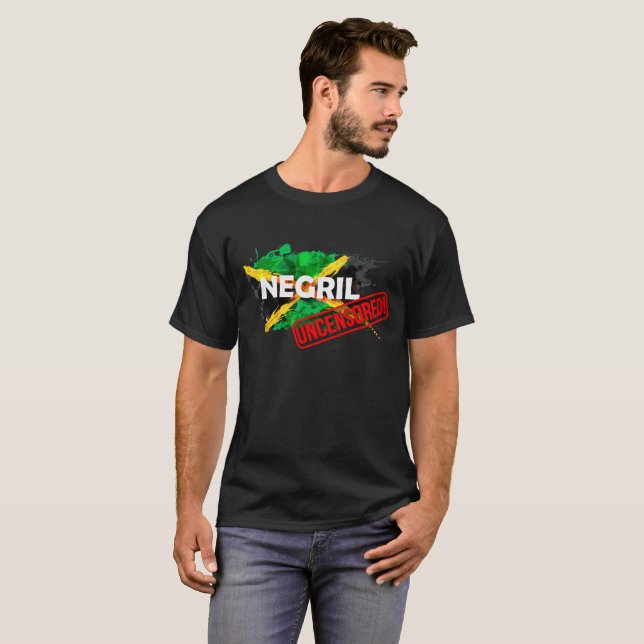 Camiseta O t-shirt preto dos homens UNCENSORED de Negril de (Frente Completa)