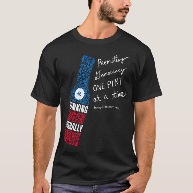 Camiseta O t-shirt preto dos homens vivos da garrafa (Frente)