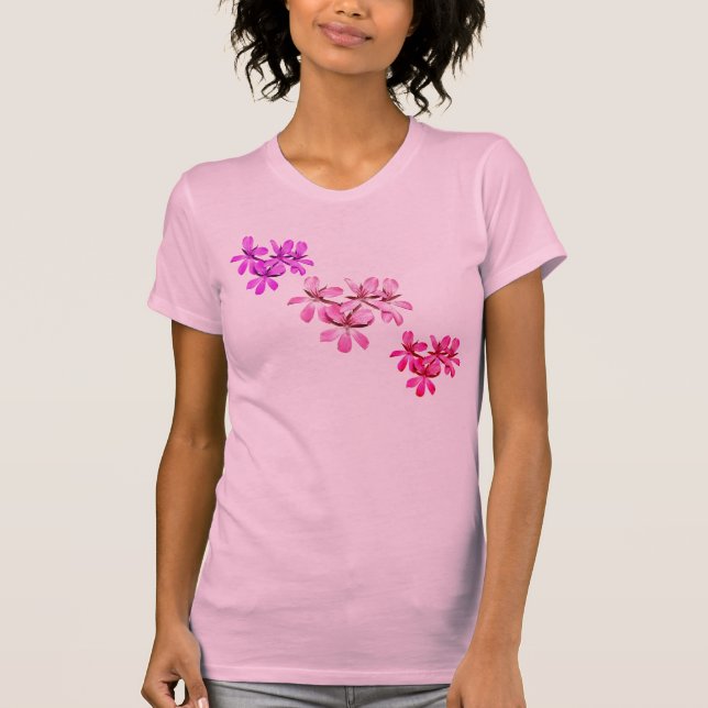 Camiseta O t-shirt rosa vermelha das mulheres roxas do (Frente)