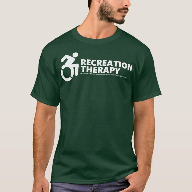 Camiseta O t-shirt verde clássico da terapia da recreação (Frente)