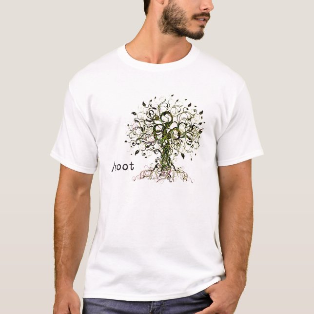 Camiseta O T sustentável dos homens de /root (Frente)