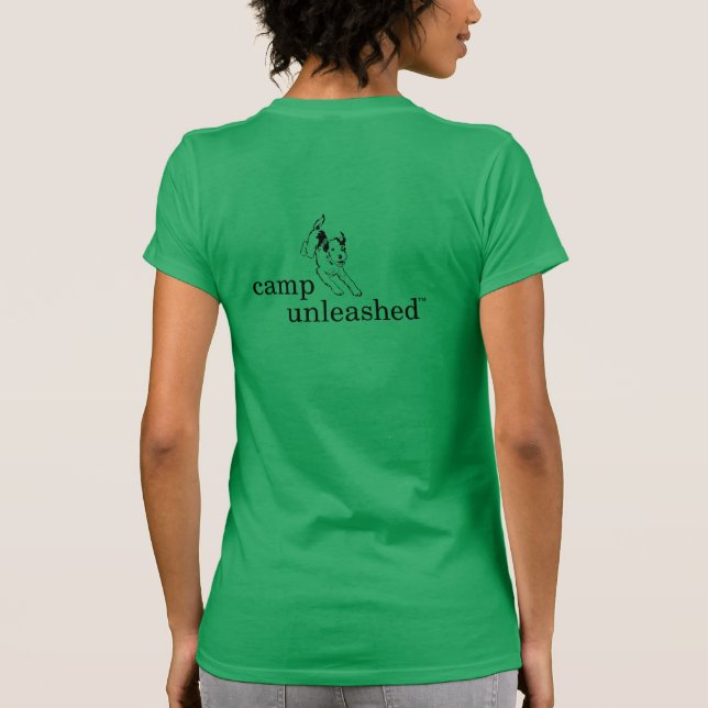 Camiseta O T verde escuro das mulheres (Verso)