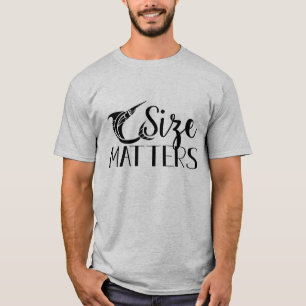 Camiseta O tamanho importa design de texto preto moderno