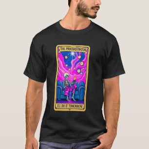 Camiseta O Tarot do Procrastinador Design Engraçado Esquele