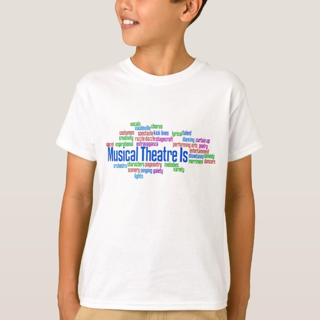 Camiseta O teatro musical é t-shirt de Lite dos miúdos (Frente)