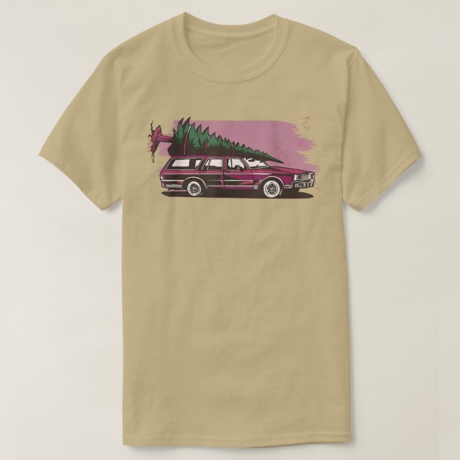 Camiseta O telhado do carro de Natal é a árvore de Natal (Frente do Design)