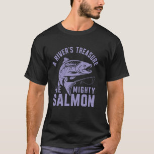 Camiseta O Tesouro de um Rio A Poderosa Pesca de Salmão