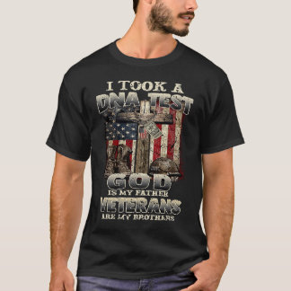Camiseta O Teste De DNA Deus É Meu Pai Veteranos São Meus I