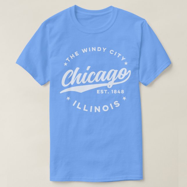 Camiseta O Texto Branco da cidade de Windy Chicago (Frente do Design)