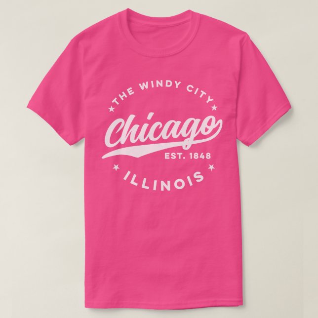 Camiseta O Texto Branco da cidade de Windy Chicago (Frente do Design)