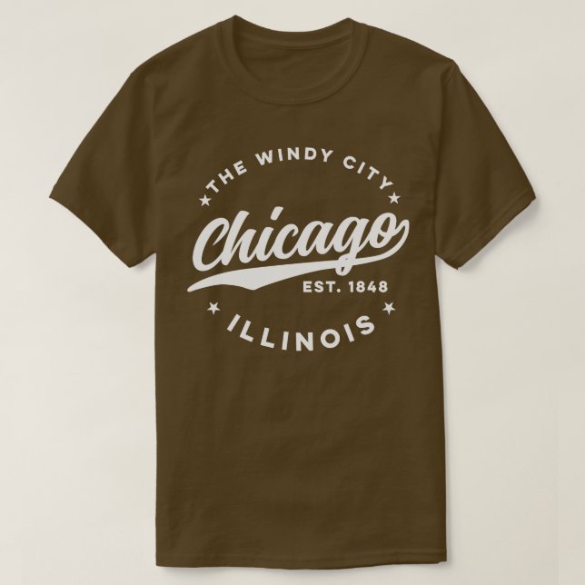 Camiseta O Texto Branco da cidade de Windy Chicago (Frente do Design)