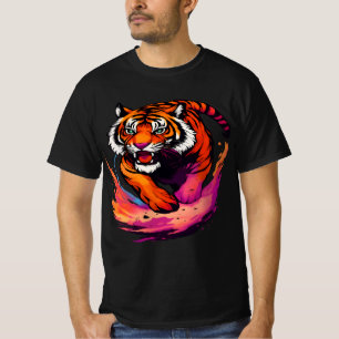 Camiseta O tigre colorido feroz