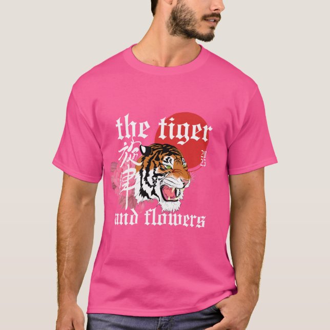Camiseta O Tigre e Flores (Frente)