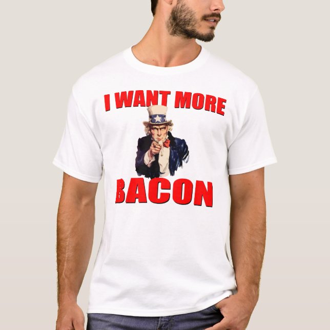 Camiseta O tio Sam quer mais bacon (Frente)