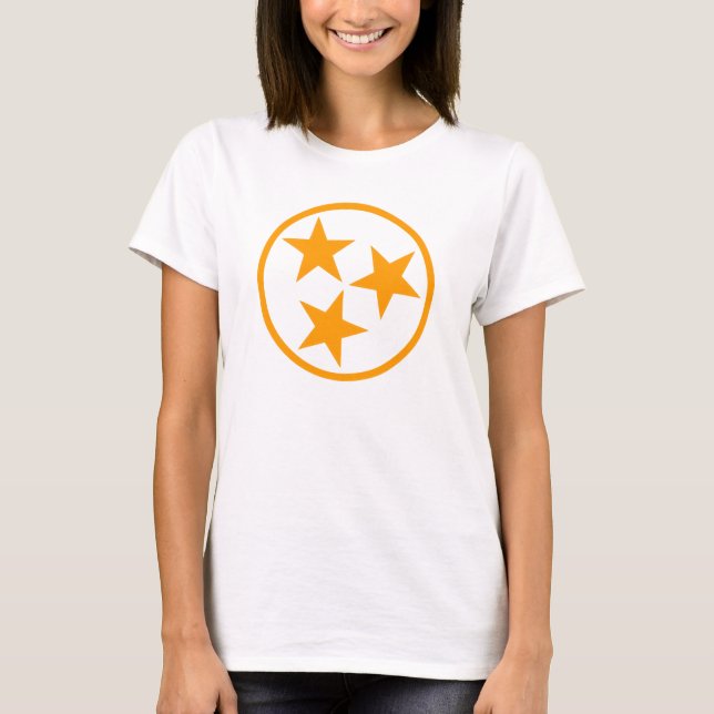 Camiseta O TN Stars a laranja no branco (Frente)
