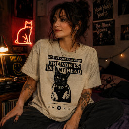 Camiseta O Tocador de Música Gato Preto As Vozes Na Minha C