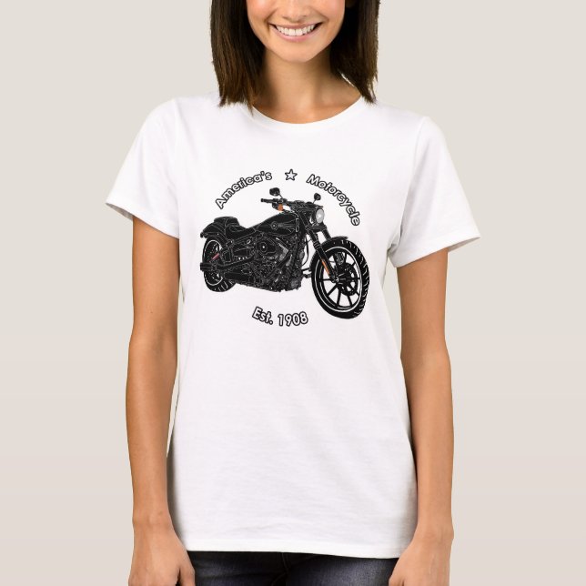 Camiseta O topo branco preto das motocicletas americanas (Frente)