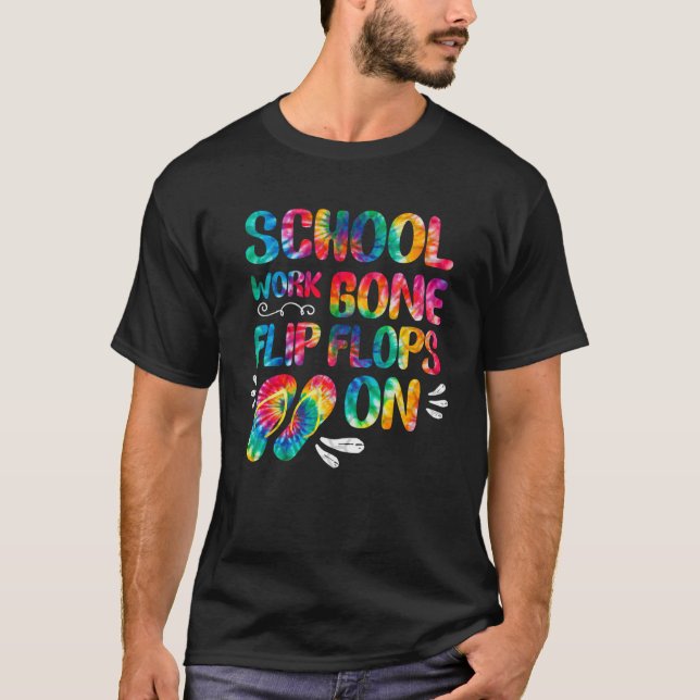 Camiseta O Trabalho Escolar Ficou Chinelos Nas Férias De Ve (Frente)