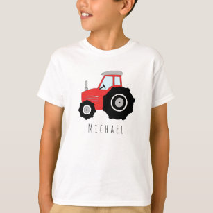 Camiseta O trator do fazendeiro vermelho do menino