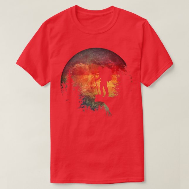 Camiseta O Trekking À Noite Leva Uma Lua De Aquarela Em (Frente do Design)