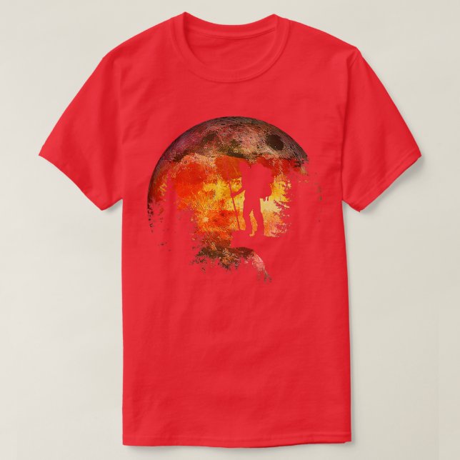 Camiseta O Trekking À Noite Leva Uma Lua De Aquarela Em (Frente do Design)