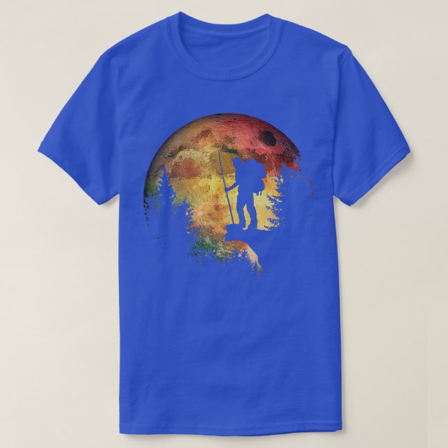 Camiseta O Trekking À Noite Leva Uma Lua De Aquarela Em (Frente do Design)