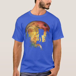 Camiseta O Trekking À Noite Leva Uma Lua De Aquarela Em