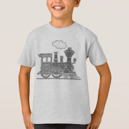 Camiseta O trem cinzento do louco do vapor "seu nome" caçoa