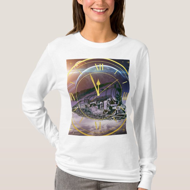 Camiseta O trem espacial percorre o tempo (Frente)