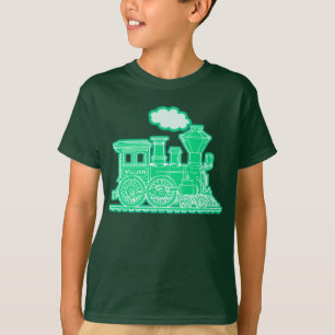 Camiseta O trem verde do louco do vapor "seu nome" caçoa o