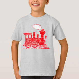 Camiseta O trem vermelho do louco do vapor "seu nome" caçoa